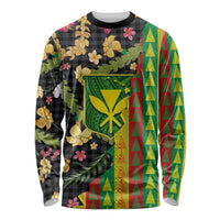 Hawaiian Tropical Plants Lei Long Sleeve Shirt Kanaka Maoli Tribal with Palaka Motifs - Polynesian Pride