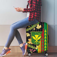 Hawaiian Tropical Plants Lei Luggage Cover Kanaka Maoli Tribal with Palaka Motifs - Polynesian Pride