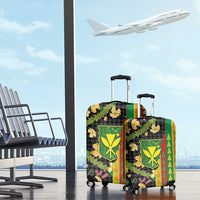 Hawaiian Tropical Plants Lei Luggage Cover Kanaka Maoli Tribal with Palaka Motifs - Polynesian Pride