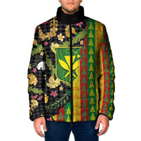 Hawaiian Tropical Plants Lei Padded Jacket Kanaka Maoli Tribal with Palaka Motifs - Polynesian Pride
