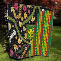 Hawaiian Tropical Plants Lei Quilt Kanaka Maoli Tribal with Palaka Motifs - Polynesian Pride