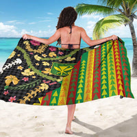 Hawaiian Tropical Plants Lei Sarong Kanaka Maoli Tribal with Palaka Motifs - Polynesian Pride