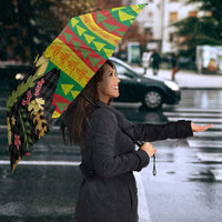 Hawaiian Tropical Plants Lei Umbrella Kanaka Maoli Tribal with Palaka Motifs - Polynesian Pride