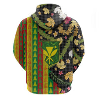 Hawaiian Tropical Plants Lei Zip Hoodie Kanaka Maoli Tribal with Palaka Motifs - Polynesian Pride