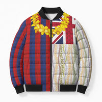 Hawaiian Tropical Plants Lei Bomber Puffer Jacket National Flag Style - Polynesian Pride
