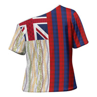 Hawaiian Tropical Plants Lei Cross Shoulder Shirt National Flag Style - Polynesian Pride