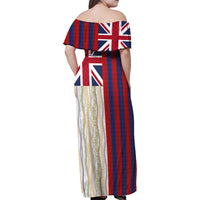 Hawaiian Tropical Plants Lei Family Matching Off Shoulder Maxi Dress and Hawaiian Shirt National Flag Style - Polynesian Pride