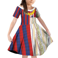 Hawaiian Tropical Plants Lei Family Matching Off Shoulder Short Dress and Hawaiian Shirt National Flag Style - Polynesian Pride