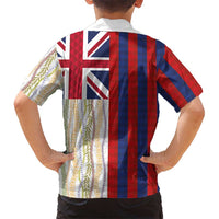 Hawaiian Tropical Plants Lei Family Matching Puletasi and Hawaiian Shirt National Flag Style - Polynesian Pride