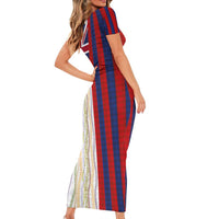 Hawaiian Tropical Plants Lei Family Matching Short Sleeve Bodycon Dress and Hawaiian Shirt National Flag Style - Polynesian Pride