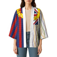 Hawaiian Tropical Plants Lei Kimono National Flag Style - Polynesian Pride