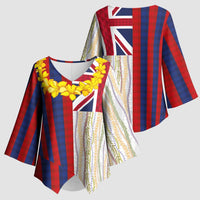Hawaiian Tropical Plants Lei Kimono Sleeve Blouse National Flag Style - Polynesian Pride
