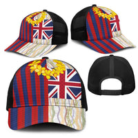 Hawaiian Tropical Plants Lei Mesh Trucker Cap National Flag Style - Polynesian Pride