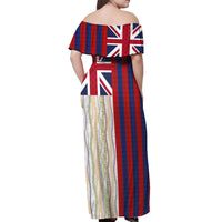 Hawaiian Tropical Plants Lei Off Shoulder Maxi Dress National Flag Style - Polynesian Pride