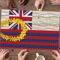 Hawaiian Tropical Plants Lei Puzzle National Flag Style - Polynesian Pride