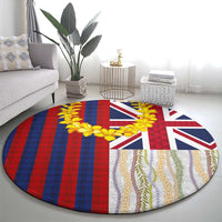 Hawaiian Tropical Plants Lei Round Carpet National Flag Style - Polynesian Pride