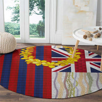 Hawaiian Tropical Plants Lei Round Carpet National Flag Style - Polynesian Pride
