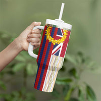 Hawaiian Tropical Plants Lei Tumbler With Handle National Flag Style - Polynesian Pride