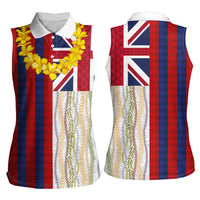 Hawaiian Tropical Plants Lei Women Sleeveless Polo Shirt National Flag Style - Polynesian Pride