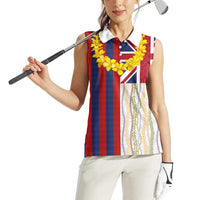 Hawaiian Tropical Plants Lei Women Sleeveless Polo Shirt National Flag Style - Polynesian Pride