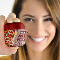 Hawaiian Plumeria Lei AirPods Case Kakau Motifs and Palaka Half Style Red Color - Polynesian Pride