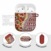Hawaiian Plumeria Lei AirPods Case Kakau Motifs and Palaka Half Style Red Color LT03 - Polynesian Pride