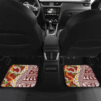 Hawaiian Plumeria Lei Car Mats Kakau Motifs and Palaka Half Style Red Color - Polynesian Pride