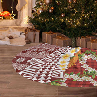Hawaiian Plumeria Lei Tree Skirt Kakau Motifs and Palaka Half Style Red Color - Polynesian Pride