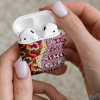 Hawaiian Plumeria Lei AirPods Case Kakau Motifs and Palaka Half Style Pink Color - Polynesian Pride