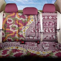 Hawaiian Plumeria Lei Back Car Seat Cover Kakau Motifs and Palaka Half Style Pink Color - Polynesian Pride