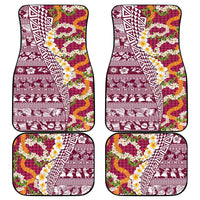 Hawaiian Plumeria Lei Car Mats Kakau Motifs and Palaka Half Style Pink Color - Polynesian Pride