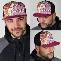 Hawaiian Plumeria Lei Mesh Trucker Cap Kakau Motifs and Palaka Half Style Pink Color LT03 - Polynesian Pride