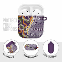 Hawaiian Plumeria Lei AirPods Case Kakau Motifs and Palaka Half Style Purple Color - Polynesian Pride