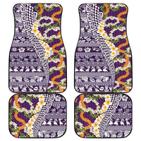 Hawaiian Plumeria Lei Car Mats Kakau Motifs and Palaka Half Style Purple Color - Polynesian Pride