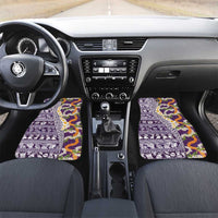 Hawaiian Plumeria Lei Car Mats Kakau Motifs and Palaka Half Style Purple Color - Polynesian Pride
