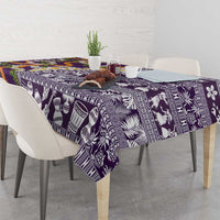 Hawaiian Plumeria Lei Tablecloth Kakau Motifs and Palaka Half Style Purple Color - Polynesian Pride