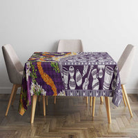 Hawaiian Plumeria Lei Tablecloth Kakau Motifs and Palaka Half Style Purple Color - Polynesian Pride