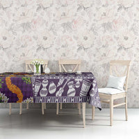 Hawaiian Plumeria Lei Tablecloth Kakau Motifs and Palaka Half Style Purple Color - Polynesian Pride
