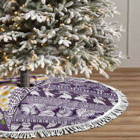 Hawaiian Plumeria Lei Tree Skirt Kakau Motifs and Palaka Half Style Purple Color - Polynesian Pride