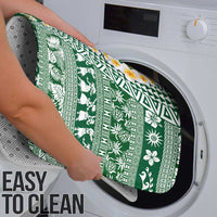 Hawaiian Plumeria Lei Bathroom Set Kakau Motifs and Palaka Half Style Green Color - Polynesian Pride