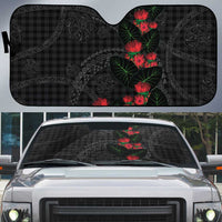 Hawaiian Kakau Art Auto Sun Shade Taro Leaves with Ohia Lehua and Pakala Pattern - Polynesian Pride