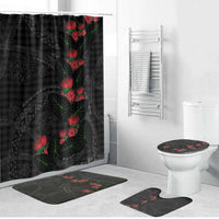 Hawaiian Kakau Art Bathroom Set Taro Leaves with Ohia Lehua and Pakala Pattern - Polynesian Pride
