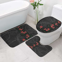 Hawaiian Kakau Art Bathroom Set Taro Leaves with Ohia Lehua and Pakala Pattern - Polynesian Pride