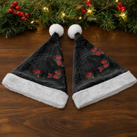 Hawaiian Kakau Art Christmas Santa Hat Taro Leaves with Ohia Lehua and Pakala Pattern - Polynesian Pride