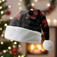 Hawaiian Kakau Art Christmas Santa Hat Taro Leaves with Ohia Lehua and Pakala Pattern - Polynesian Pride