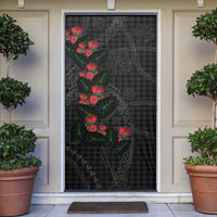 Hawaiian Kakau Art Door Cover Taro Leaves with Ohia Lehua and Pakala Pattern - Polynesian Pride