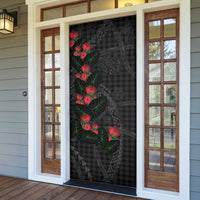 Hawaiian Kakau Art Door Cover Taro Leaves with Ohia Lehua and Pakala Pattern - Polynesian Pride