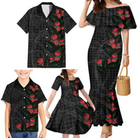 Hawaiian Kakau Art Family Matching Mermaid Dress and Hawaiian Shirt Taro Leaves with Ohia Lehua and Pakala Pattern - Polynesian Pride