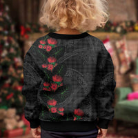 Hawaiian Kakau Art Kid Ugly Christmas Sweater Taro Leaves with Ohia Lehua and Pakala Pattern - Polynesian Pride