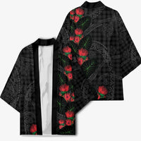 Hawaiian Kakau Art Kimono Taro Leaves with Ohia Lehua and Pakala Pattern - Polynesian Pride